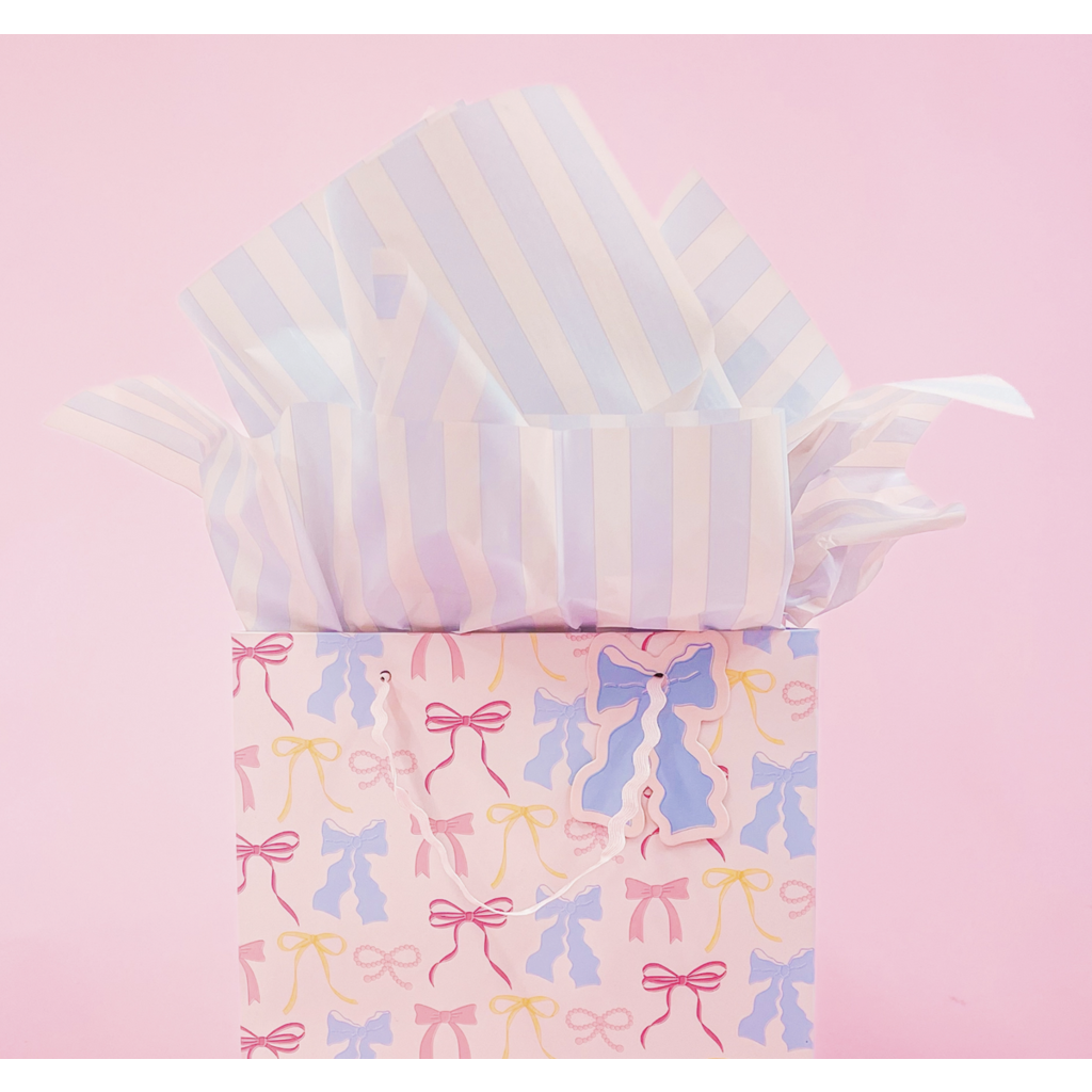 Pastel Blue/Blush Stripe Tissue Paper - 8 Sheets