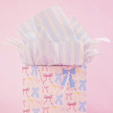Pastel Blue/Blush Stripe Tissue Paper - 8 Sheets