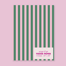 Green/Pink Stripe Tissue Paper - 8 Sheet