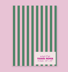 Green/Pink Stripe Tissue Paper - 8 Sheet