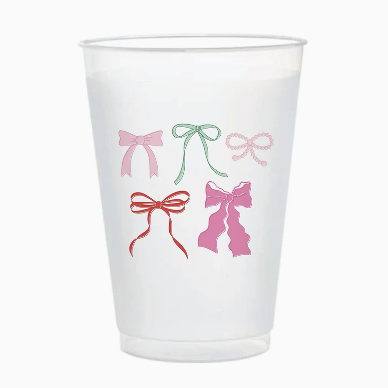 Cheers & Bows Frosted 16 oz Reusable Cups - Set of 6