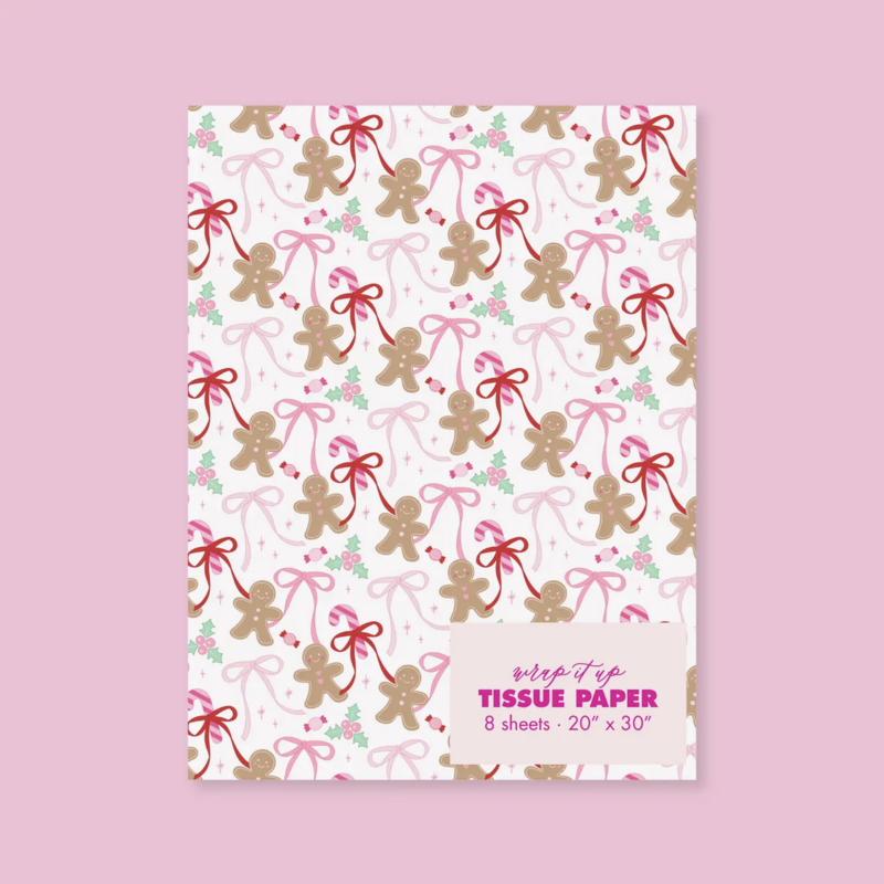 Gingerbread Bows Tissue Paper - 8 Sheets