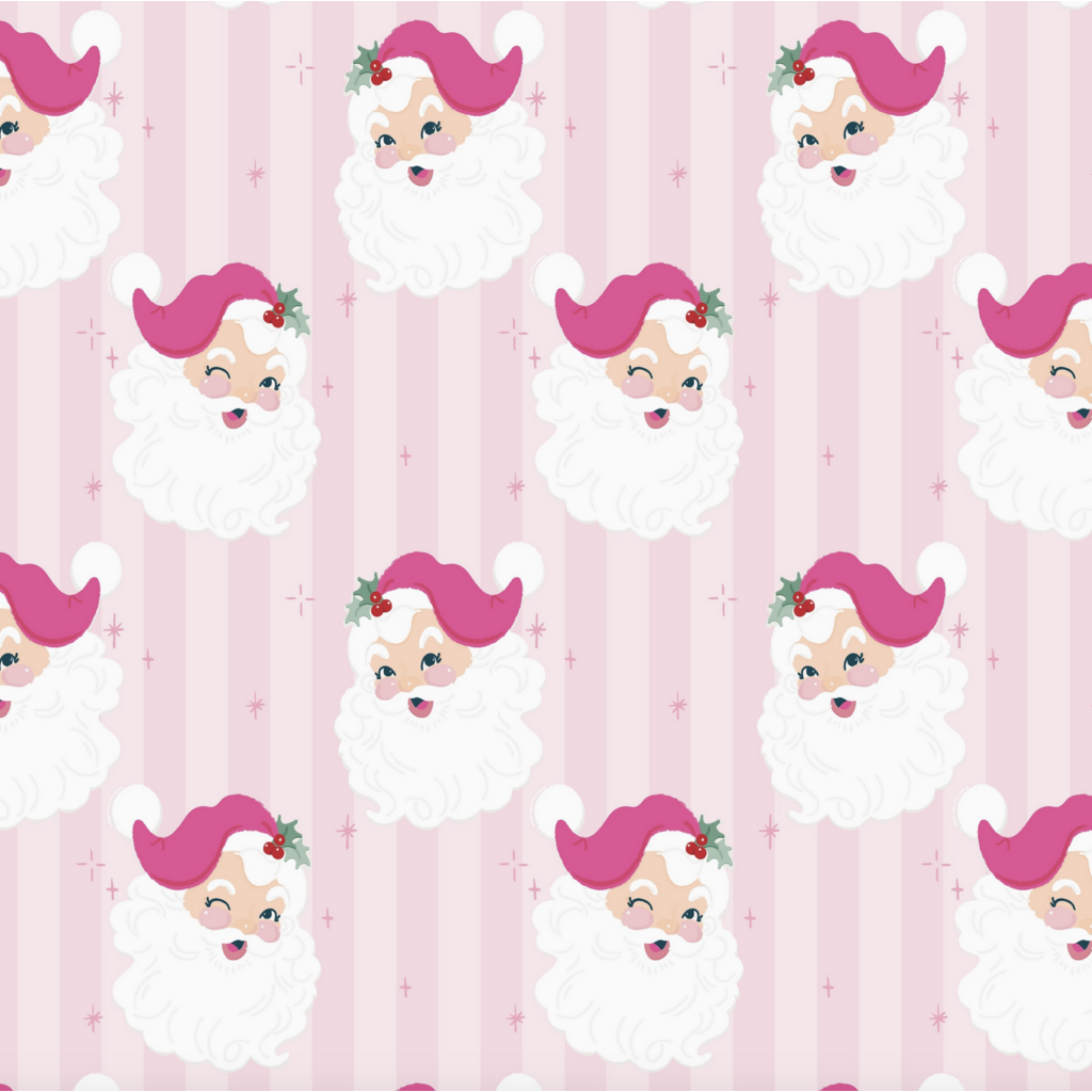 Pink Retro Santa Wrapping Paper - Roll of 3 Sheets