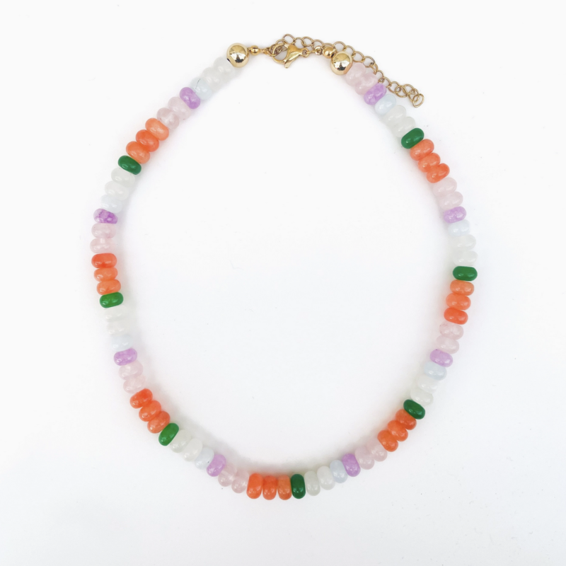 Lauren Rainbow Gemstone Bead Necklace