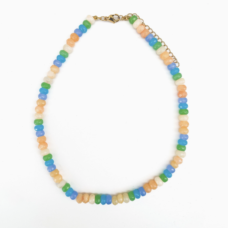 Claire Rainbow Gemstone Bead Necklace