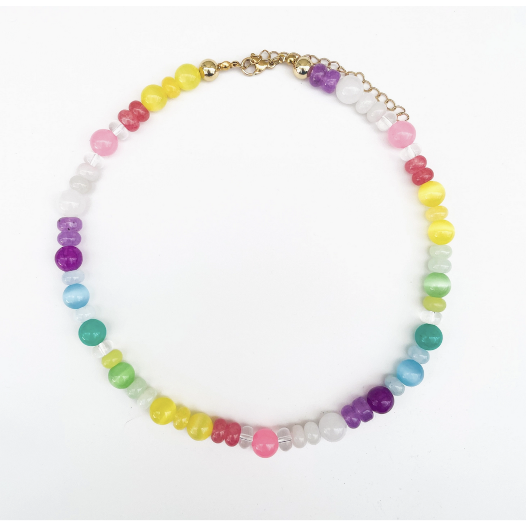 Piper Rainbow Gemstone Bead Necklace