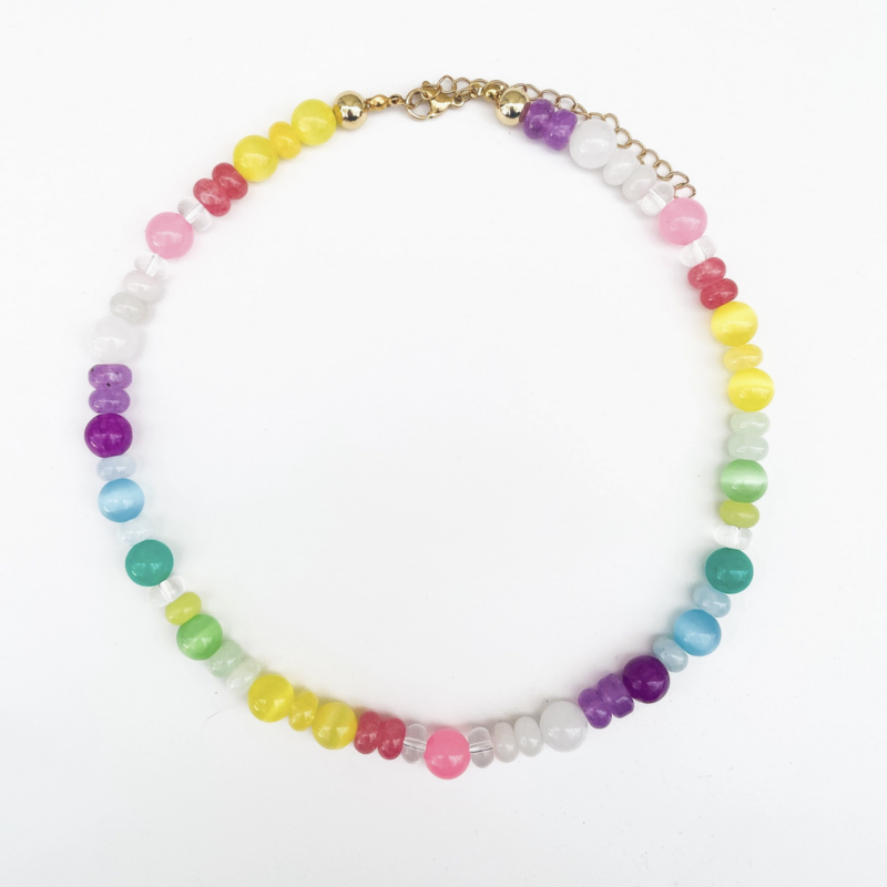 Sherbet Swirl Gemstone Bead Necklace