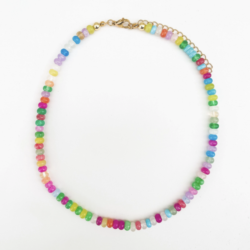 Jelly Loop Gemstone Bead Necklace