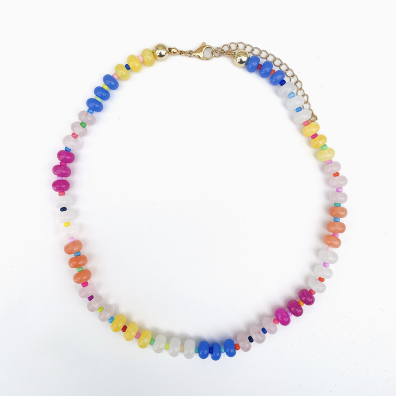 Jessica Rainbow Gemstone Bead Necklace