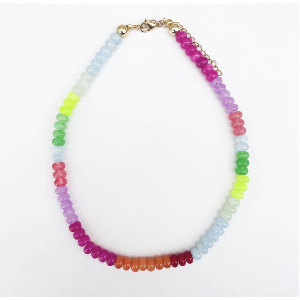 Maddi Rainbow Gemstone Bead Necklace