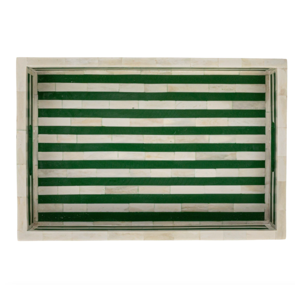 Decorative Green & White Resin Tray