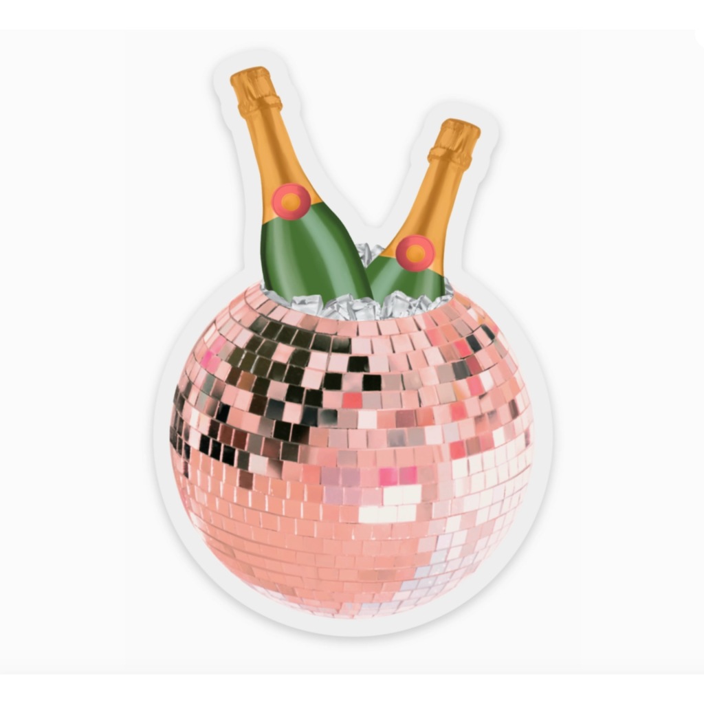 Clear Disco Ball Champagne Sticker