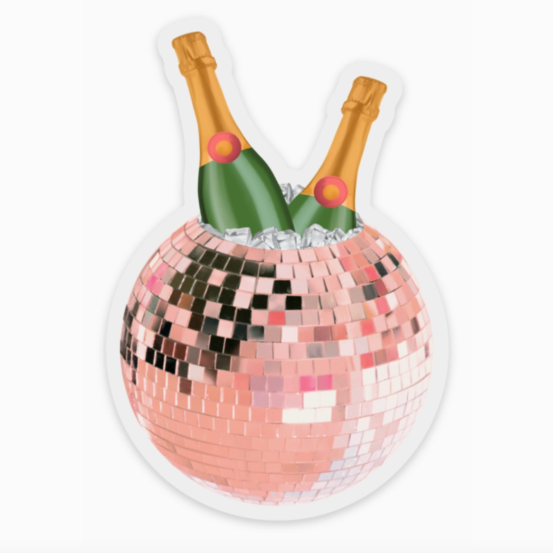 Clear Disco Ball Champagne Sticker