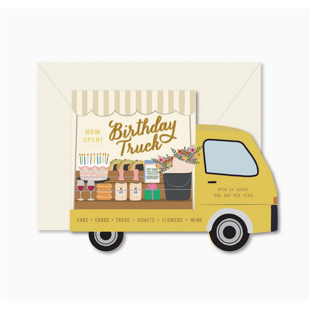 Birthday Truck Die-Cut Folded Greeting Card