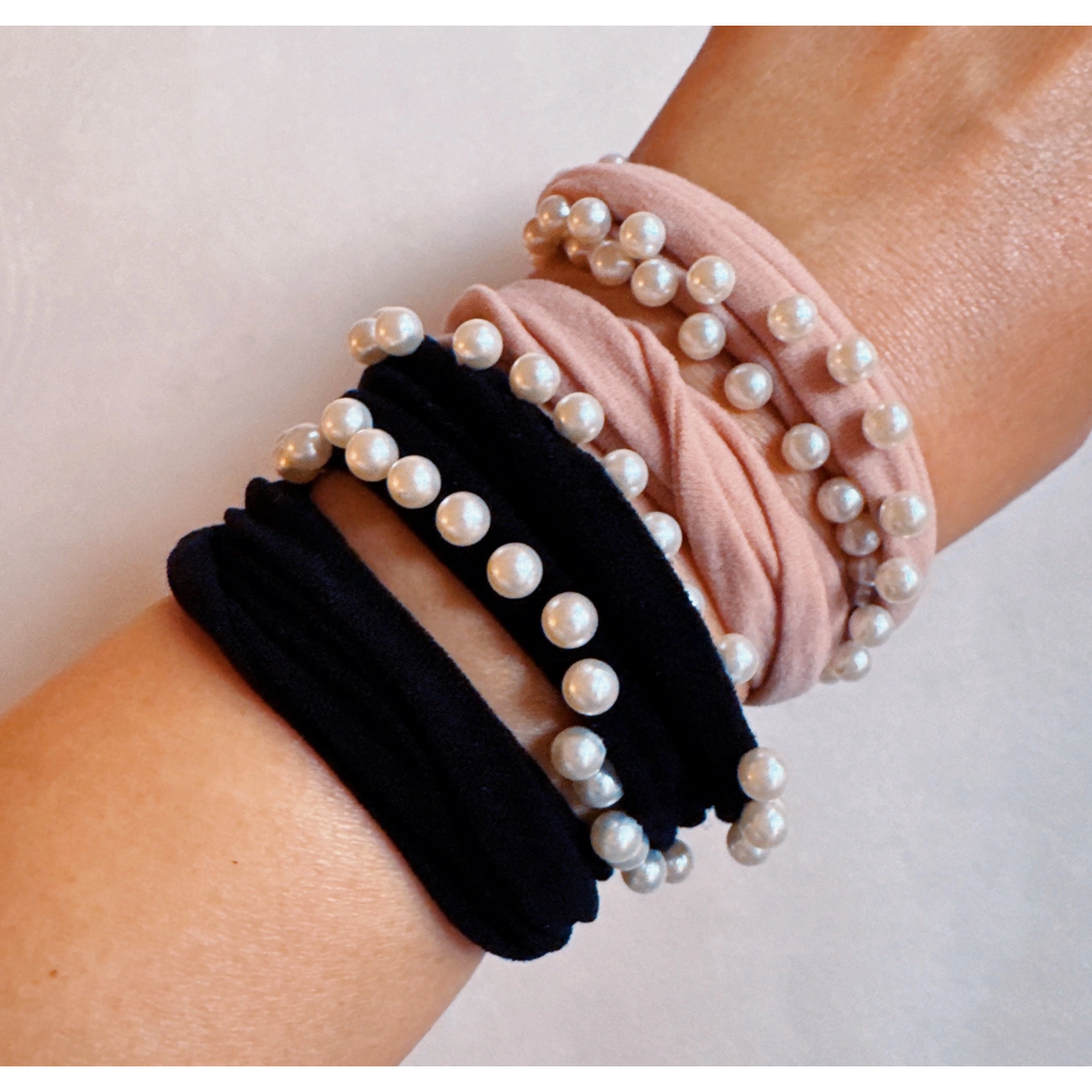 Pearl Embellished Hair Tie Set of 4