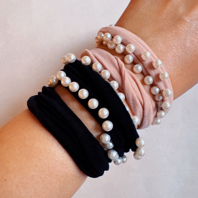 Pearl Embellished Hair Tie Set of 4