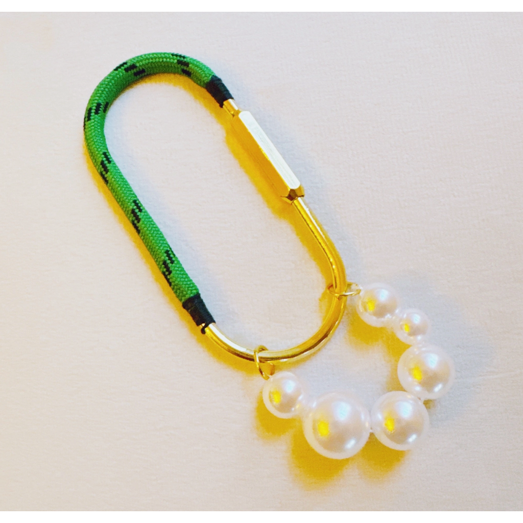 Green Roped and Pearled Shackle Bag Charm
