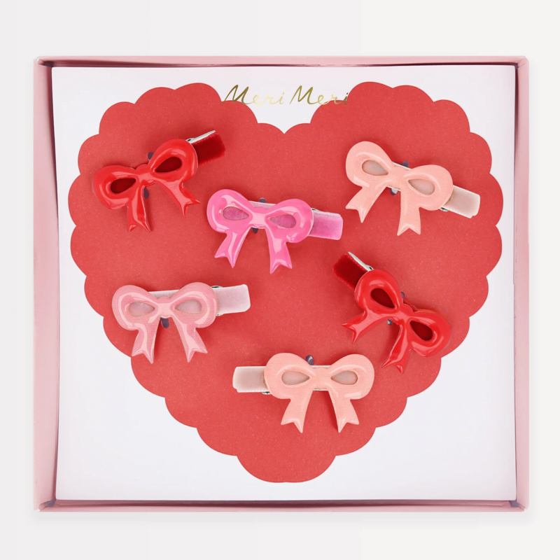 Valentine's Bow Hair Clips
