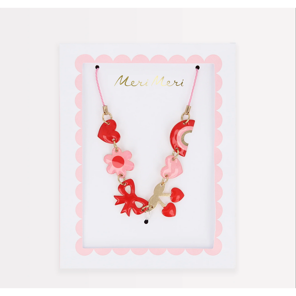 Hearts & Cherries Enamel Charm Necklace