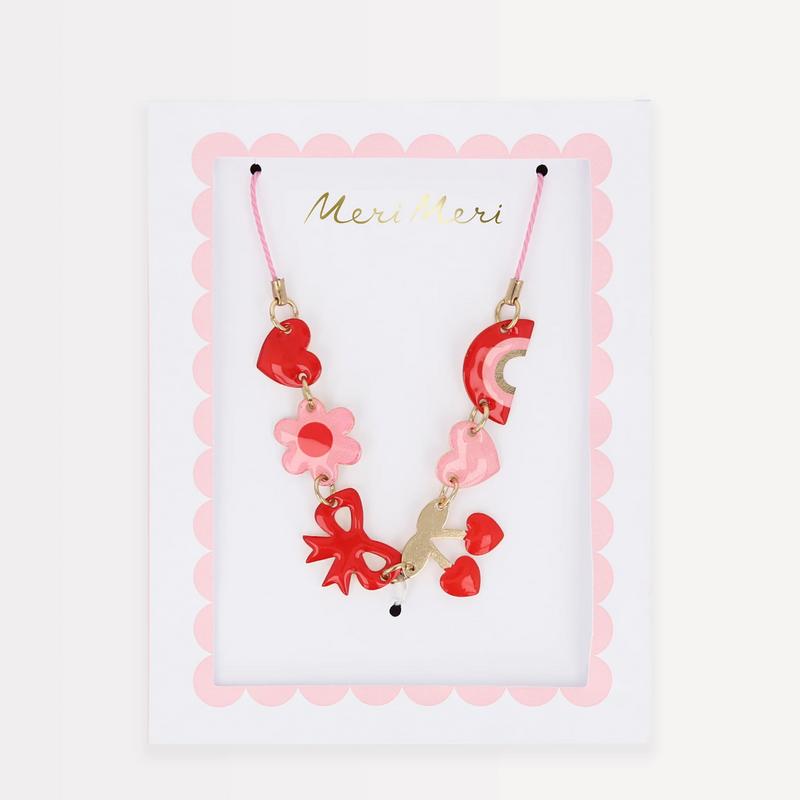 Hearts & Cherries Enamel Charm Necklace