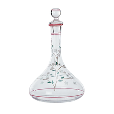 60 Oz. Glass Vintage Reproduction Decanter w/ Hand-Painted Flowers