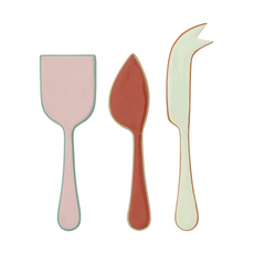 Warm Set Set of 3 - Enameled Stainless Steel Cheese Knives with Colored Edge