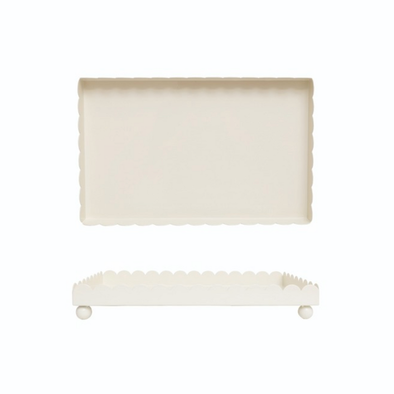 Cream Ironfooted Tray