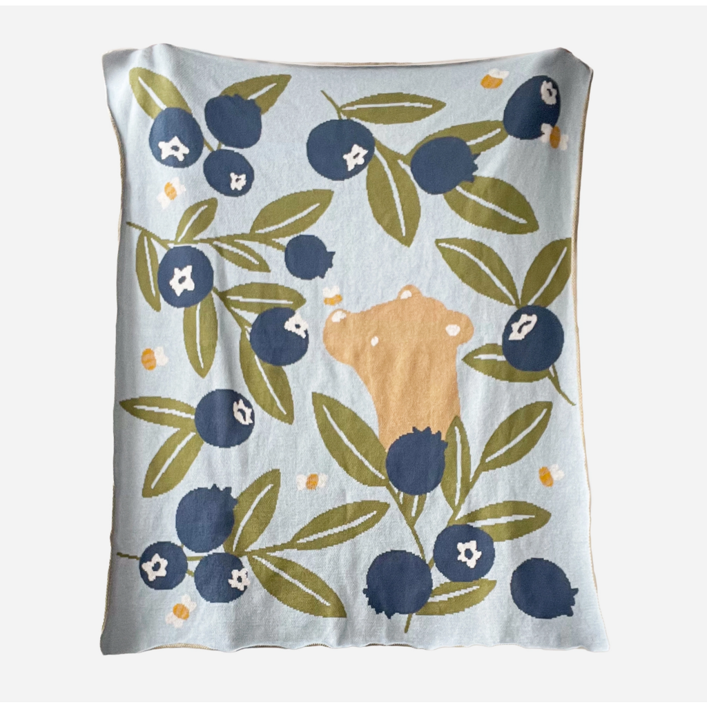 Blanket Blueberry Bear Bee Organic Cotton Spring Baby Decor