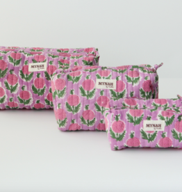 Medium Berry Smoothie Floral Travel Makeup Bag