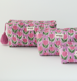 Large Berry Smoothie Floral Travel Makeup Bag