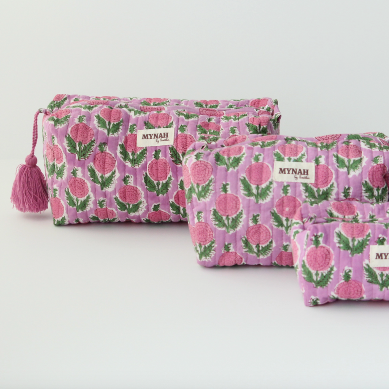 Large Berry Smoothie Floral Travel Makeup Bag