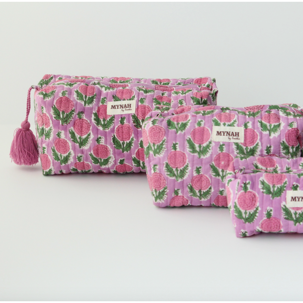 Large Berry Smoothie Floral Travel Makeup Bag