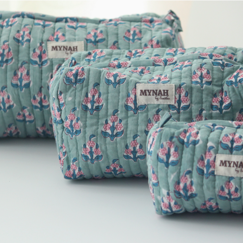 Large Eucalyptus Floral Travel Makeup Bag