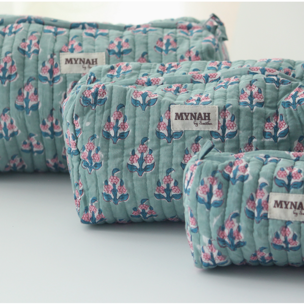 Large Eucalyptus Floral Travel Makeup Bag