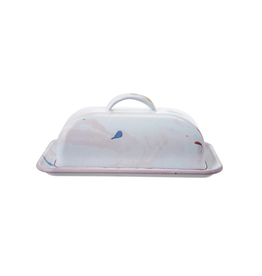 Enameled Butter Dish with Marble Finish
