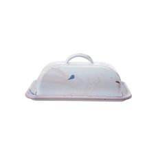 Enameled Butter Dish with Marble Finish