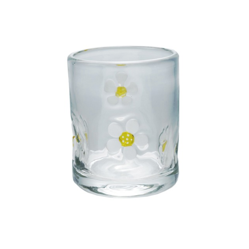 Drinking Glass with Embedded Daisies