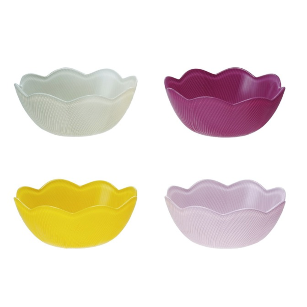 Glass Scalloped Bowls - Set of 4