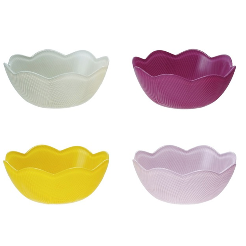 Glass Scalloped Bowls - Set of 4