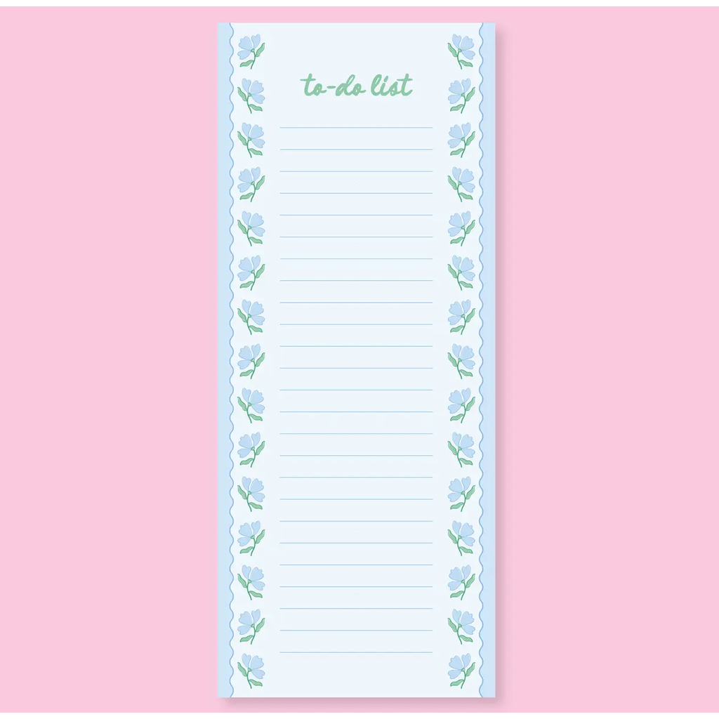 Blue Flower Wavy List Notepad