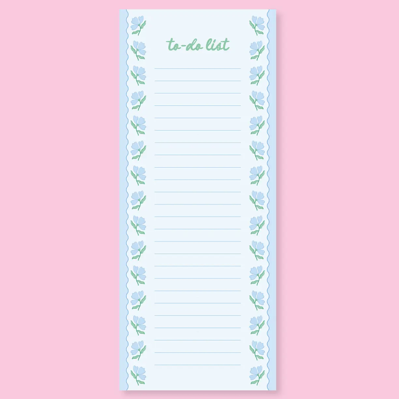 Blue Flower Wavy List Notepad