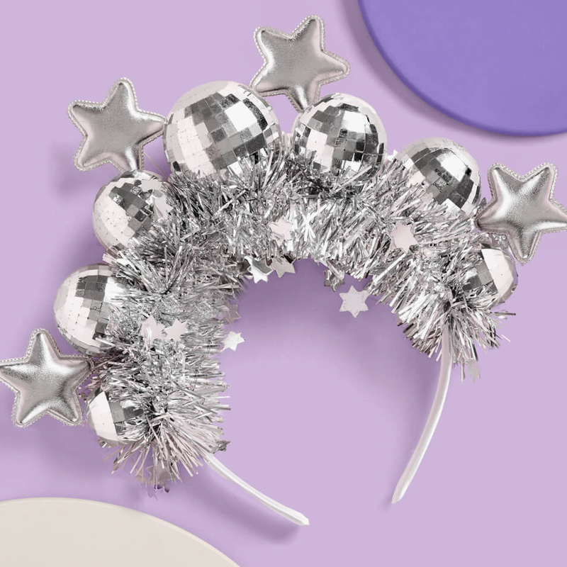 Disco Stars Headband Silver Fringe Headband