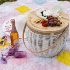 White Colored Wicker Insulated Picnic Basket