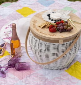 White Colored Wicker Insulated Picnic Basket