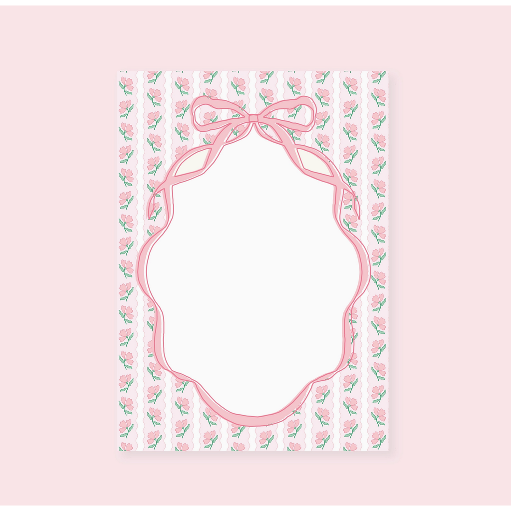 Pink Flower Ribbon Notepad
