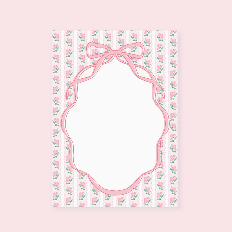 Pink Flower Ribbon Notepad