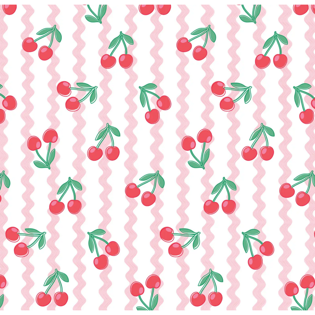 Pink Cherry Ric Rac Wrapping - Roll of 3 Sheets