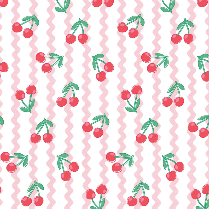 Pink Cherry Ric Rac Wrapping - Roll of 3 Sheets
