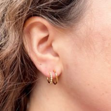 Double Diamond Pave Hoop Earrings