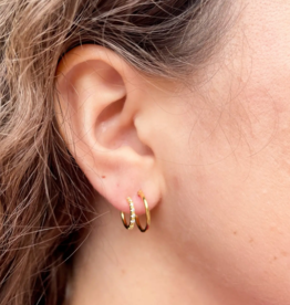 Double Diamond Pave Hoop Earrings